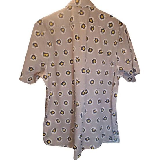 Mens Ted Baker Grey Talant Geometric-print Stretch-cotton Button Front Shirt Siz - Picture 2 of 10